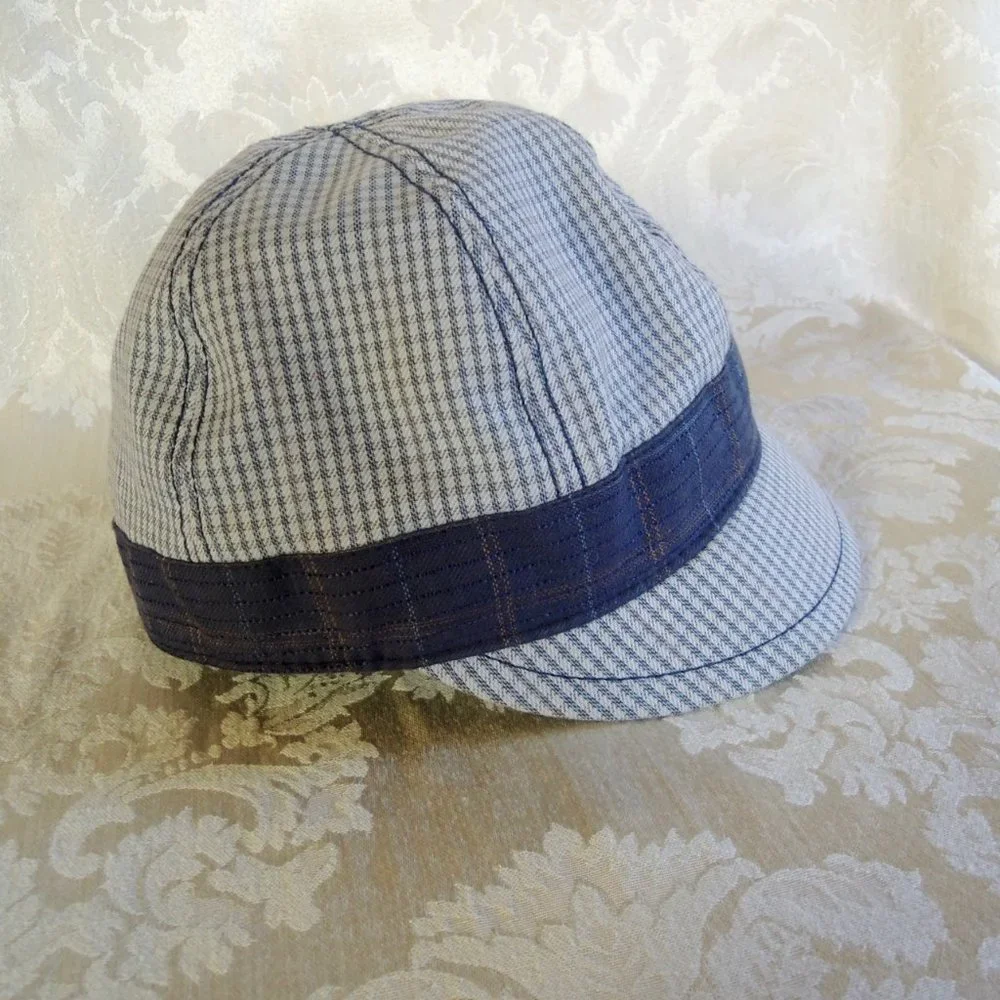 Goorin Bros Blue & White Plaid Newsboy Hat S